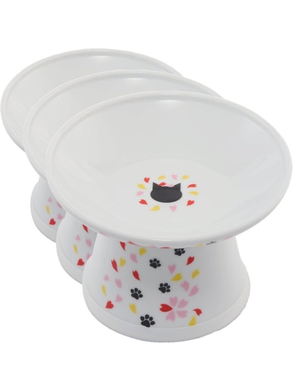 Extra Wide Elevated Cat Food Bowls - Prevent Neck & Whisker Fatigue, Set of 3